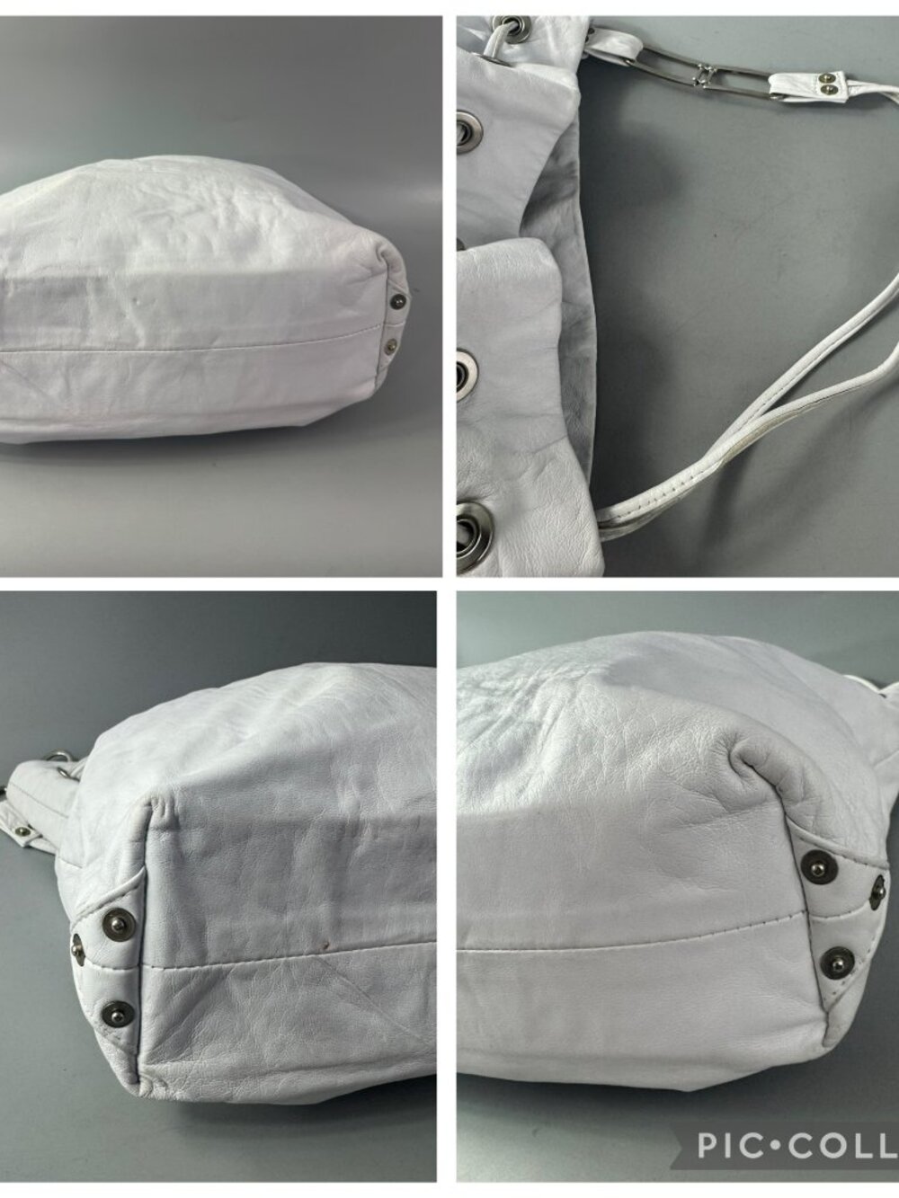 Neto White Leather Drawstring Shoulder Purse - Picture 14 of 14
